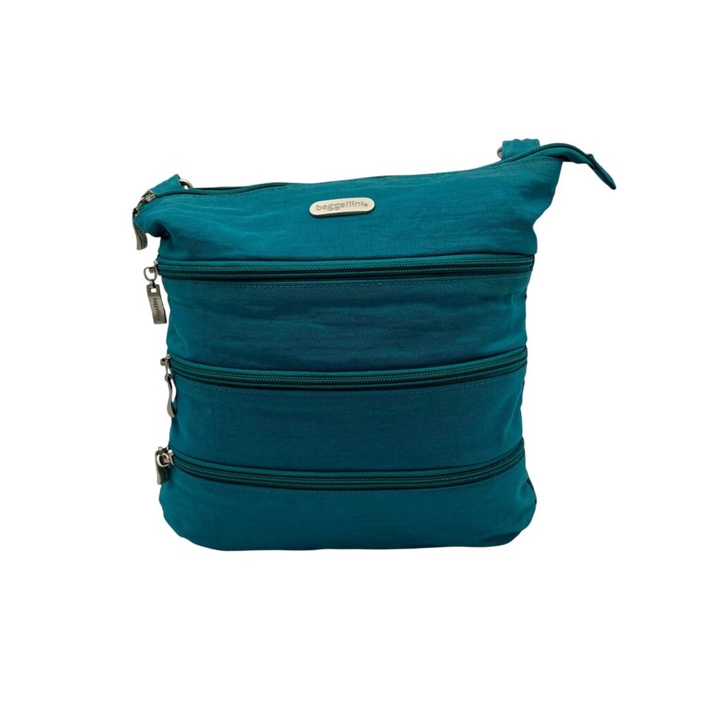 Baggallini Blue Nylon Big Zipper Crossbody Bag